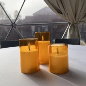 Flame less Golden Candle Set (3 Pieces)